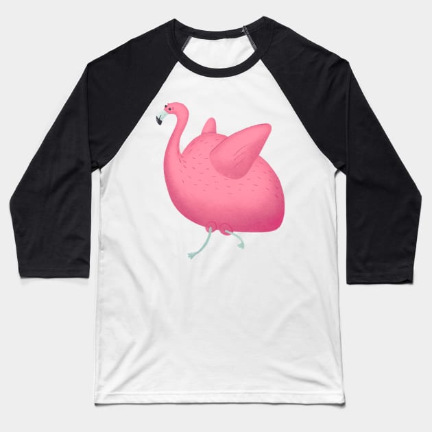 Fat Flamingo Baseball T-Shirt by TammyWinandArt